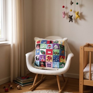 Cushion cover -  hand embroidered with ABC English letters